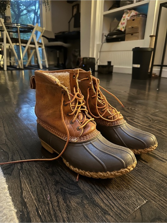 L.L. Bean Shoes - L.L. Bean Brown Leather and Dark Brown Rubber Duck Boots